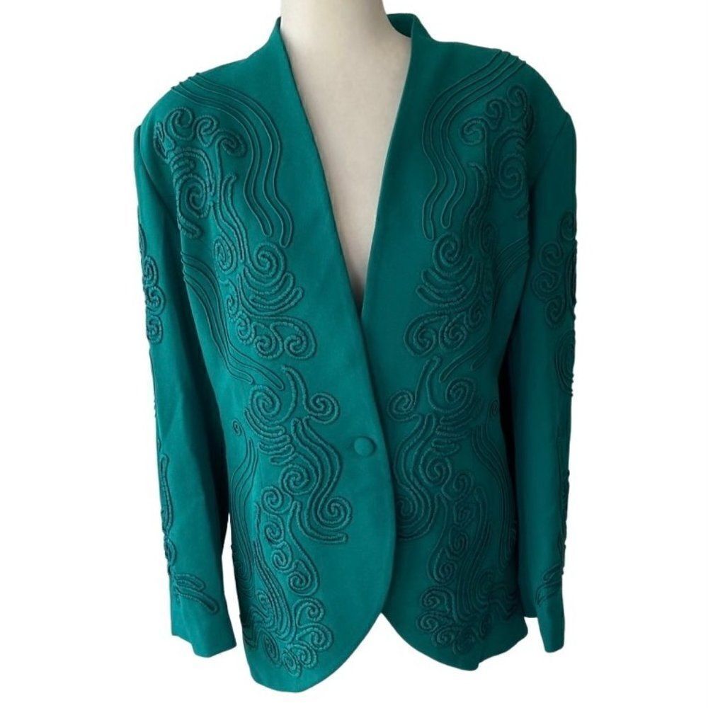 Orlando Rossi Vintage Jade Green Embellished Jacket SZ 20 NWT